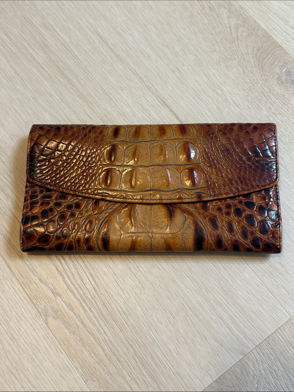 Brahmin Vintage Brown Crocodile Embossed Wallet